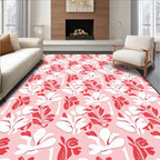 Red White Floral Pattern Design Rug