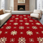 Classic Red Snowflake Festive Pattern Rug