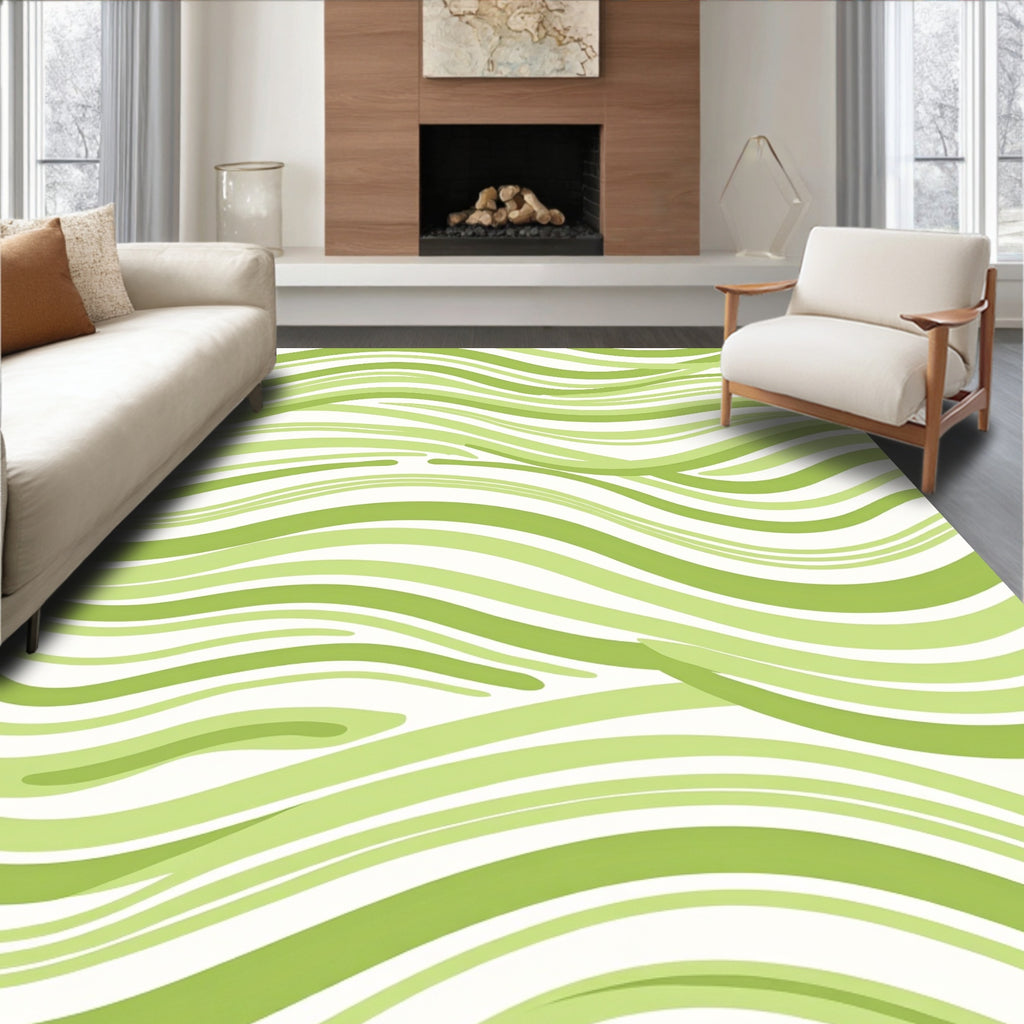 Fresh Green Wavy Stripe Pattern Rug