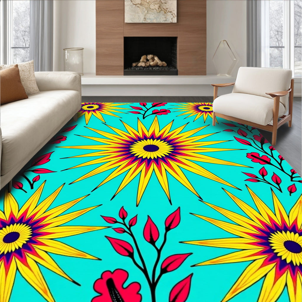 Bright Starburst Abstract Floral Rug