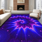 Abstract Starburst Violet Blue Pattern Rug