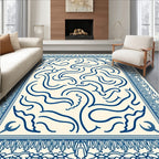 Classic Blue Swirling Outline Pattern Rug