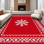 Ornate Snowflake Red Patterned Rug