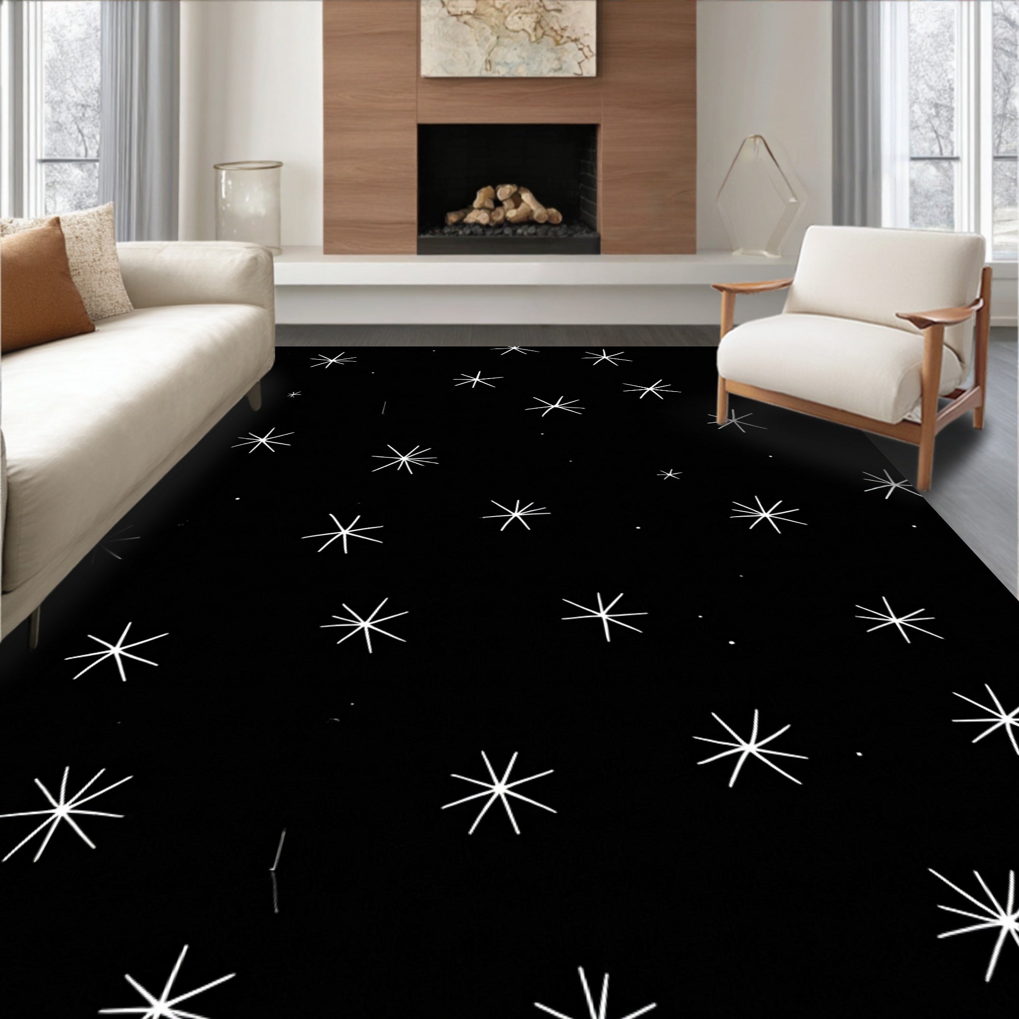 Minimalist Starry Night Pattern Rug