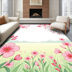 Pink Blossom Meadow Pattern Rug