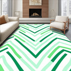 Green Chevron Stripes Design Rug