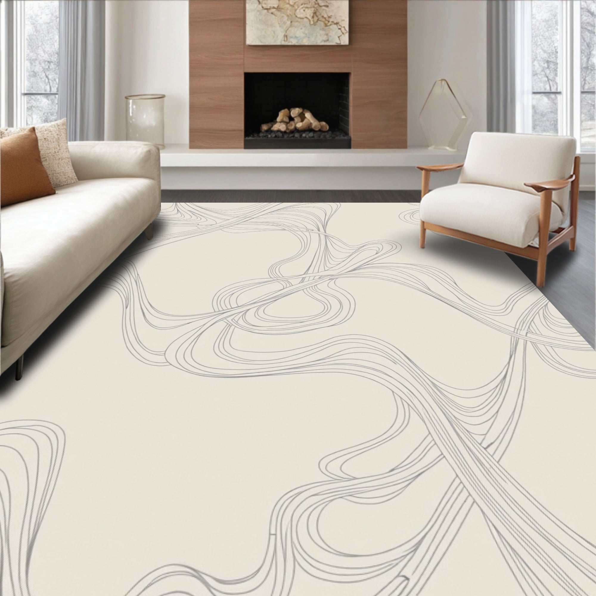 Organic Line Flow Abstract Pattern Rug