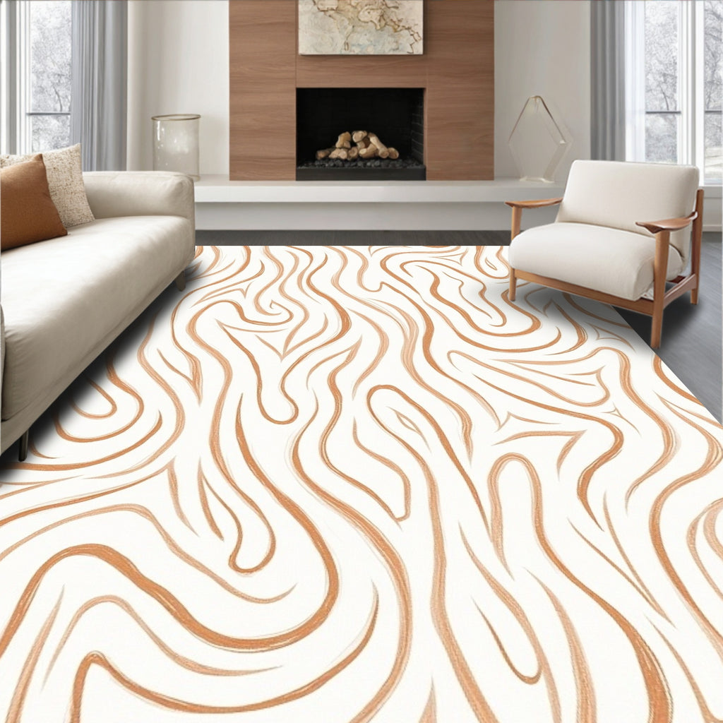 Organic Swirls Abstract Brushstroke Rug