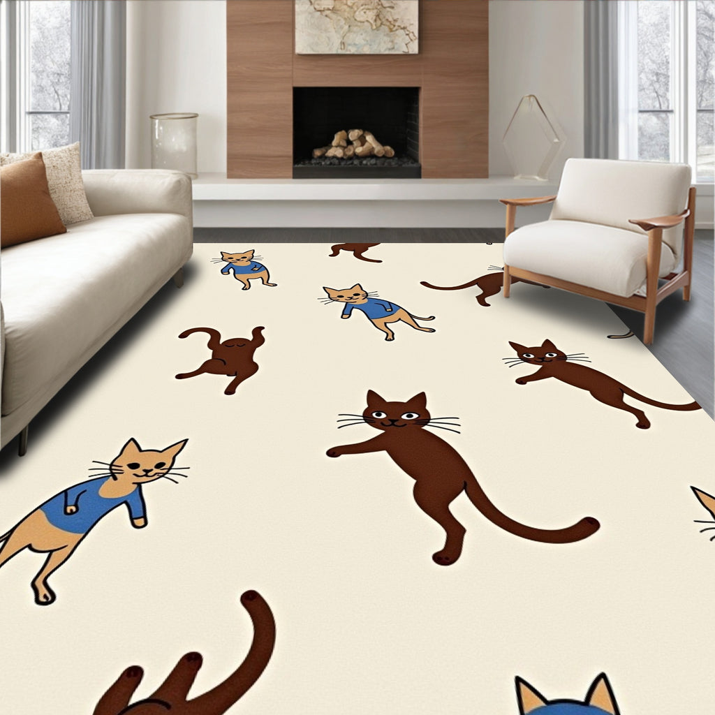 Whimsical Cats Pattern Fun Design Rug