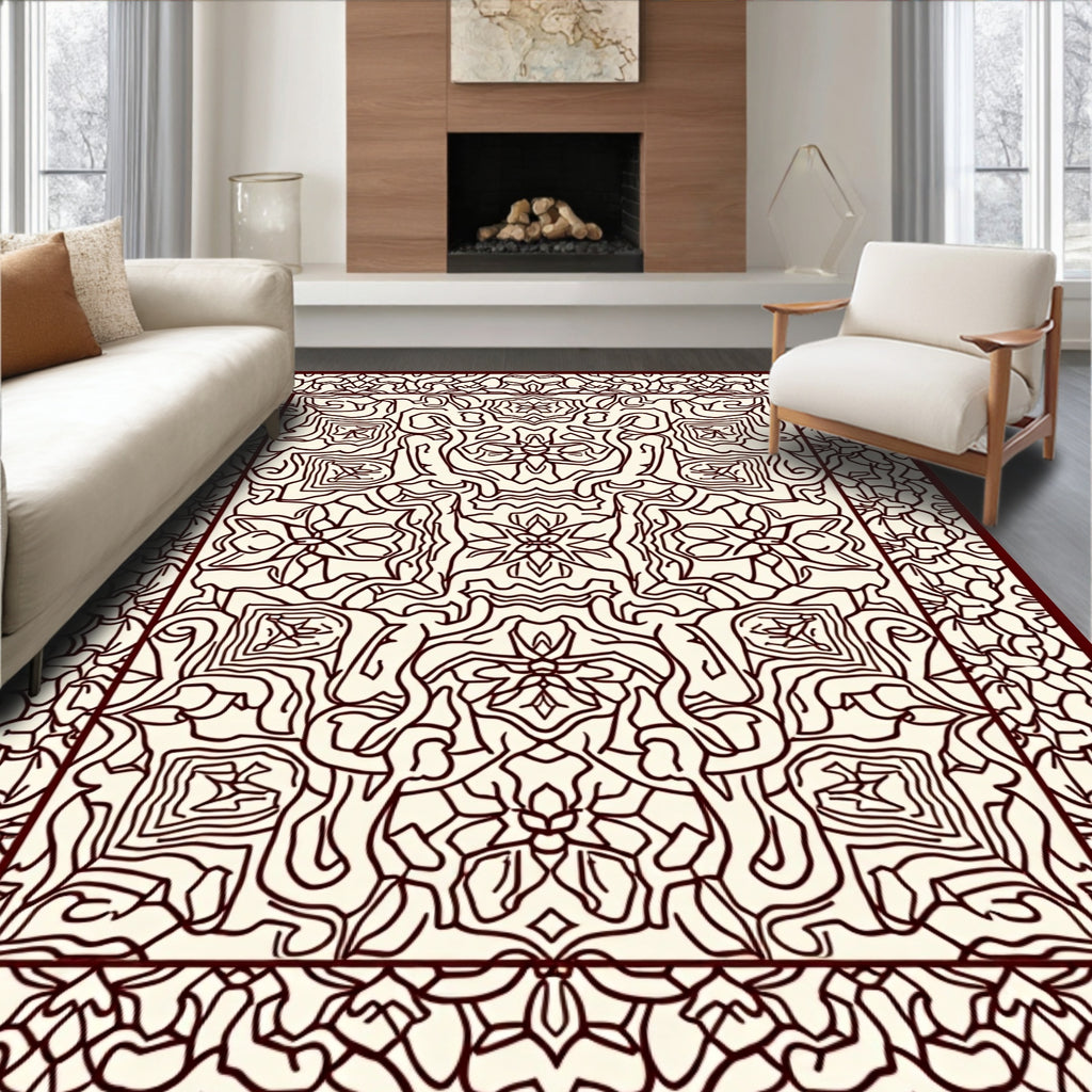 Intricate Lines Botanical Pattern Rug