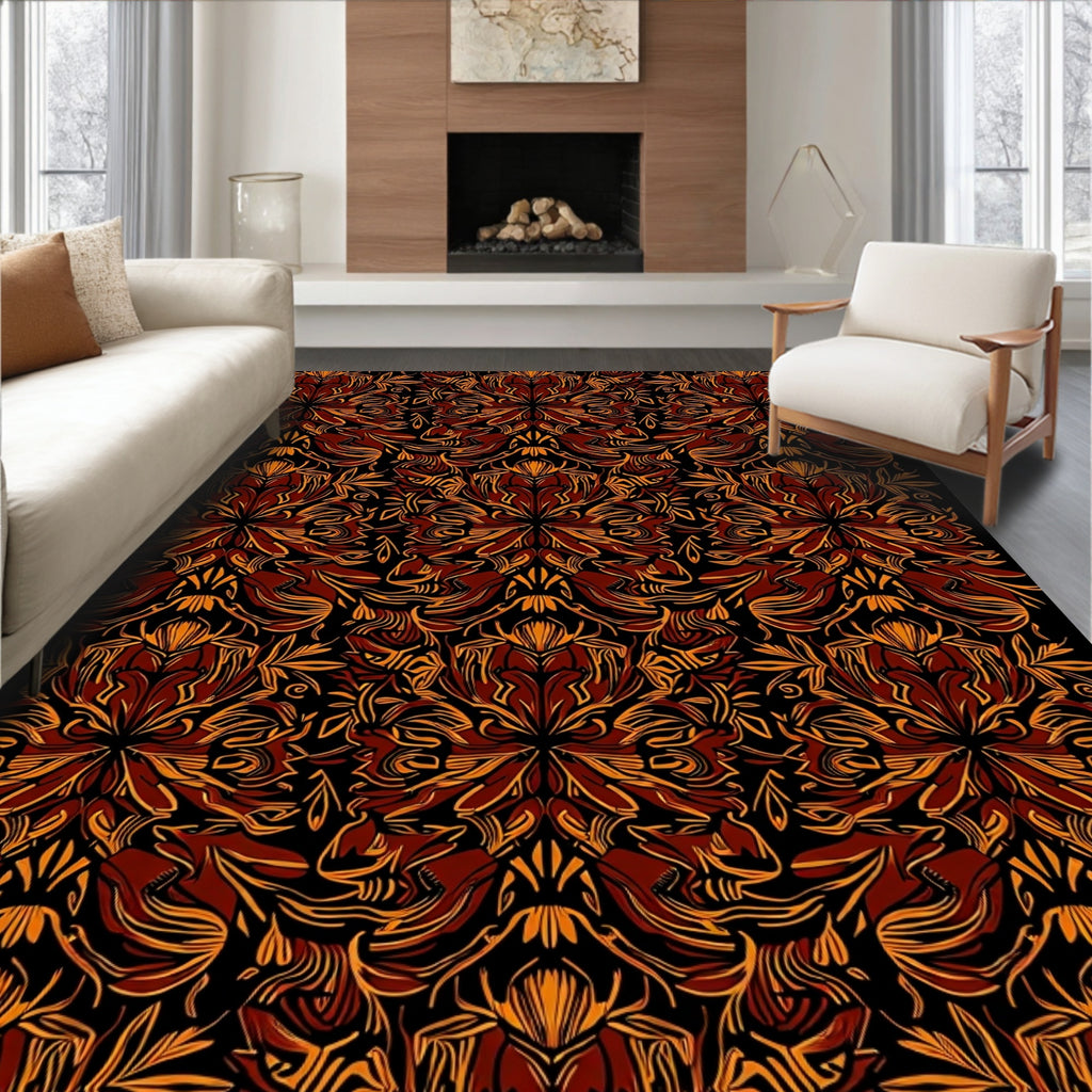 Rich Earth Tones Ornate Pattern Rug