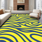 Bold Blue Yellow Swirl Pattern Rug
