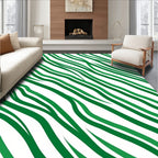 Dynamic Green Stripe Pattern Rug