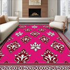 Rich Damask Pattern Pink Rug