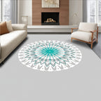 Unique Teal Mandala Pattern Design Rug