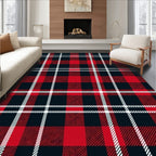 Bold Red Black Plaid Grid Pattern Rug
