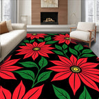 Bold Red Star Flower Foliage Rug