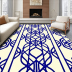 Blue Interlocking Vine Geometric Pattern Rug
