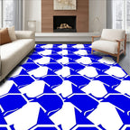 Bold Blue White Geometric Art Rug