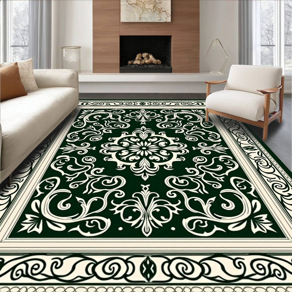 Elegant Traditional Floral Scroll Pattern Rug