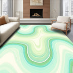 Mint Green Wavy Stripes Design Rug