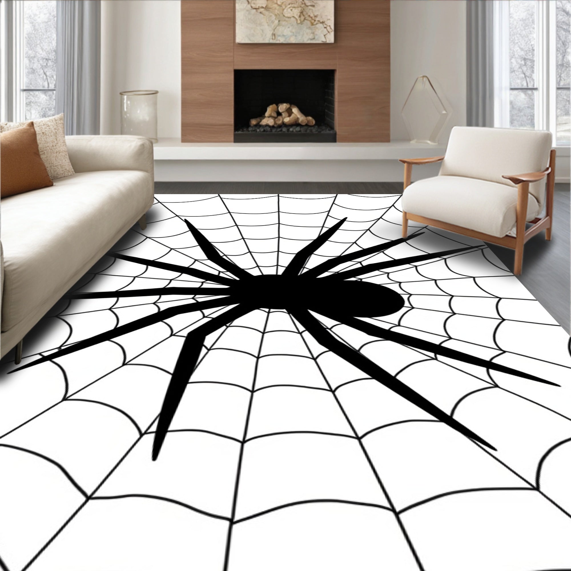 Spooky Spider Web Graphic Rug