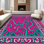 Whimsical Green Tentacles Pink Pattern Rug