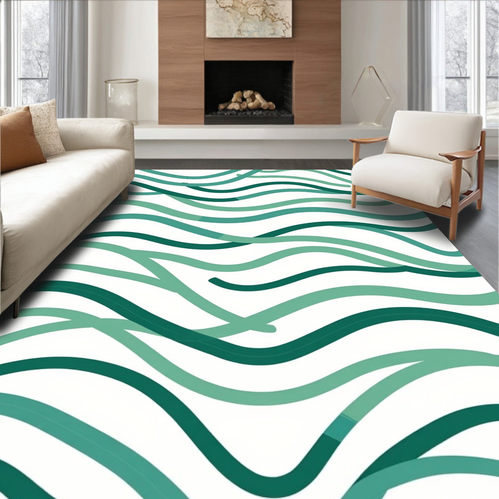 Oceanic Wave Patterned Design Rug