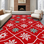 Red Snowflake Lattice Pattern Rug