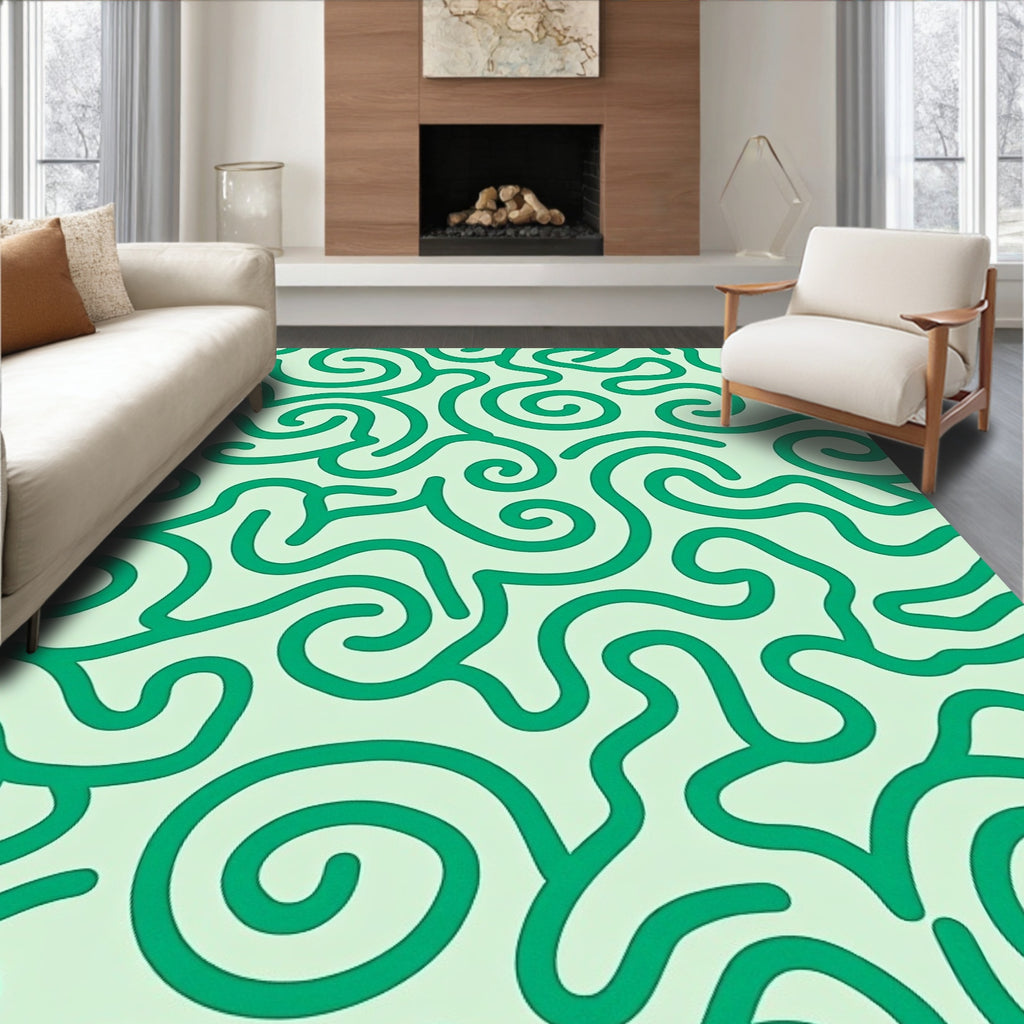 Abstract Swirls Patterned Design Rug