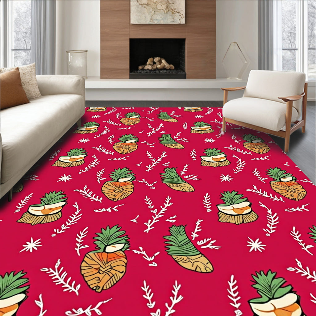 Whimsical Pineapple Fur Pattern Rug