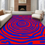 Abstract Red Blue Swirl Pattern Rug