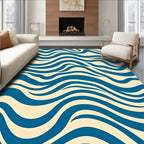 Blue Wave Abstract Pattern Rug