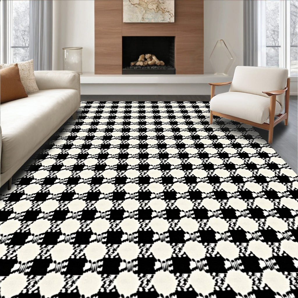 Classic Houndstooth Pattern Rug
