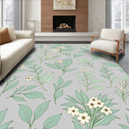 Botanical Spring Floral Leaves Design Rug