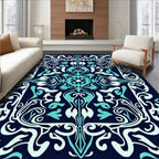 Vintage Aqua Teal White Swirl Rug