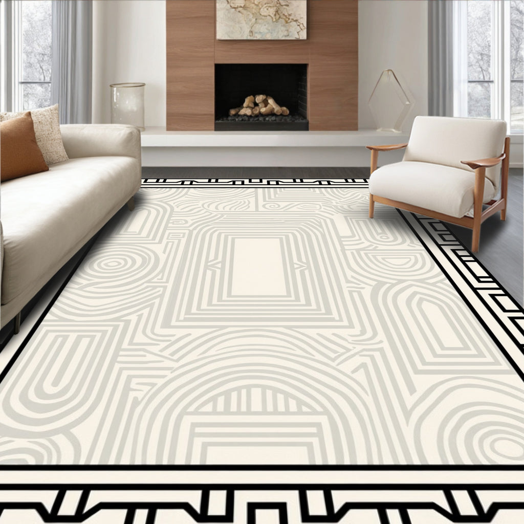 Abstract Geometric Contour Pattern Rug