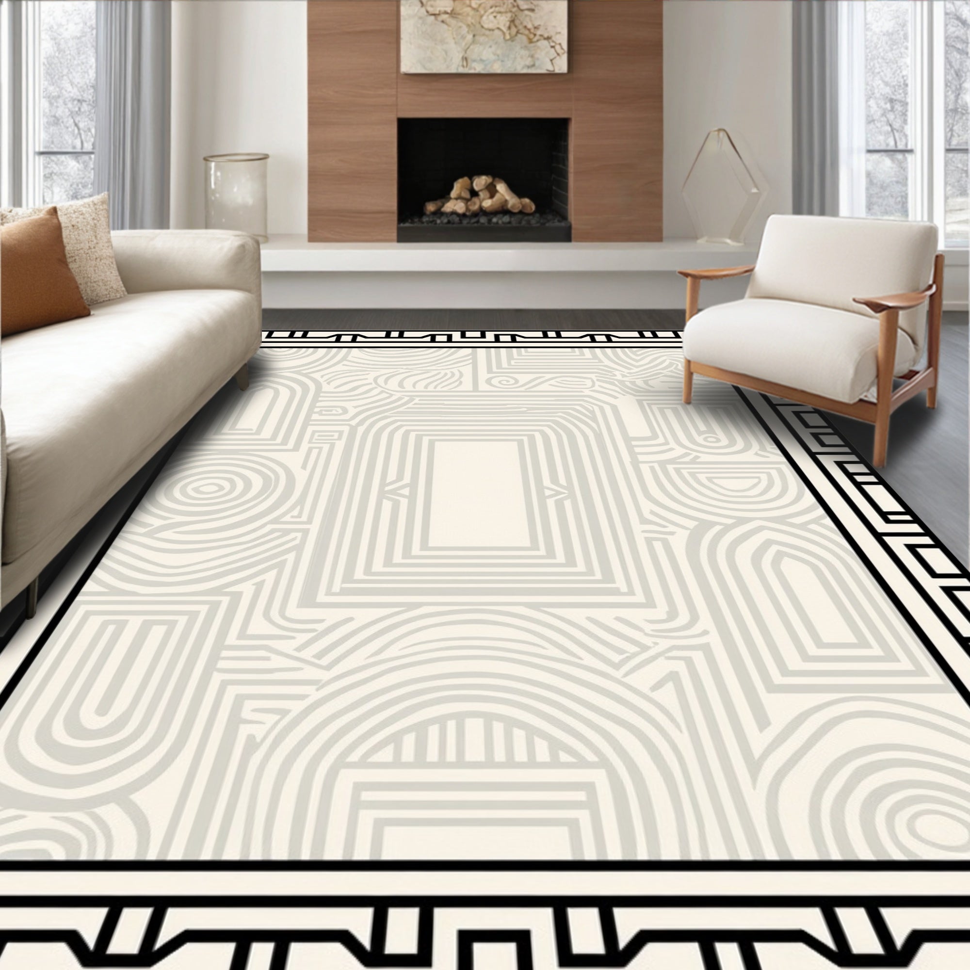 Abstract Geometric Contour Pattern Rug