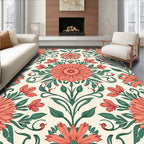 Art Nouveau Floral Leaf Pattern Rug