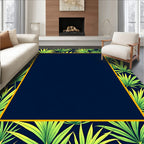 Green Leaf Patterned Tropical Design Rug