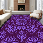 Elegant Purple Damask Floral Design Rug