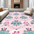 Pink Floral Scroll Decorative Pattern Rug