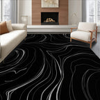 Black White Swirl Abstract Pattern Rug