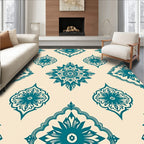 Teal Floral Medallion Pattern Design Rug