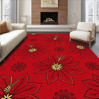 Classic Red Floral Petals Rug