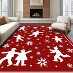 Festive Figures With Snowflakes Pattern Rug