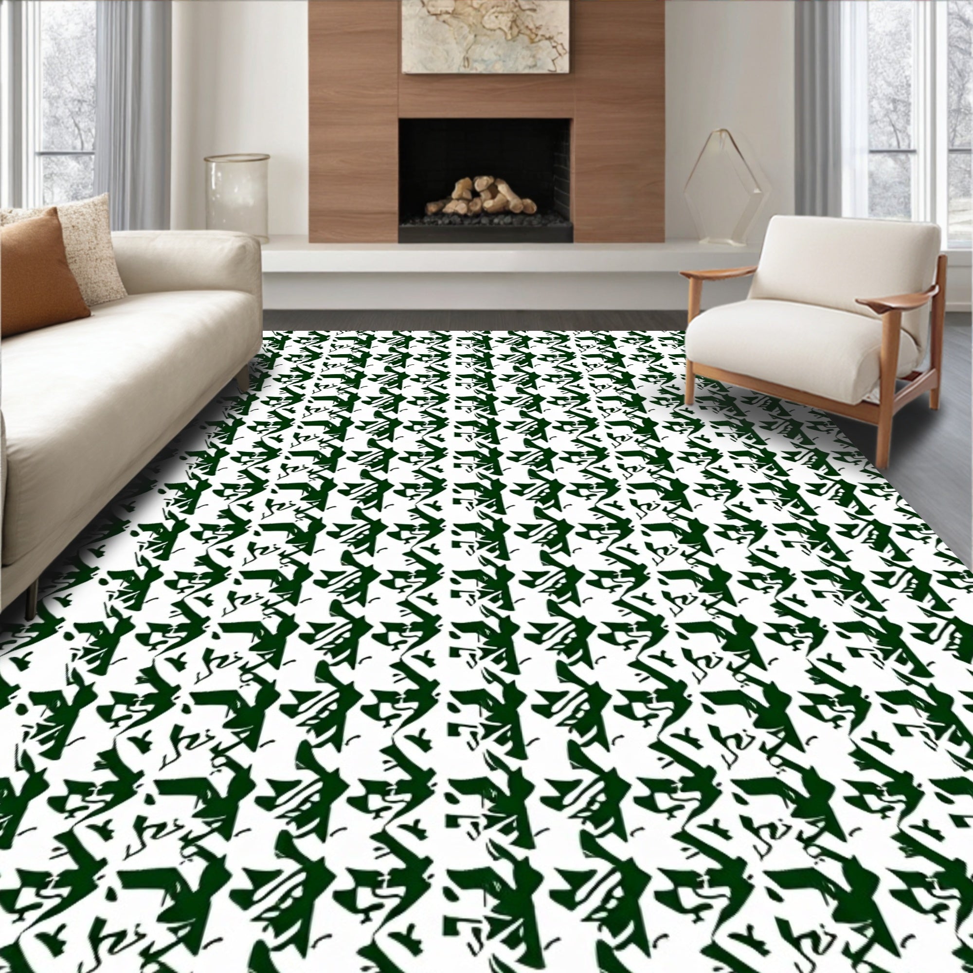 Tonal Houndstooth Pattern Design Rug