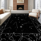 Cosmic Star Constellation Black White Rug