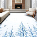 Blue Winter Snow Tree Forest Rug