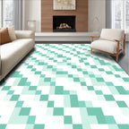 Diagonal Geometric Square Pattern Art Rug